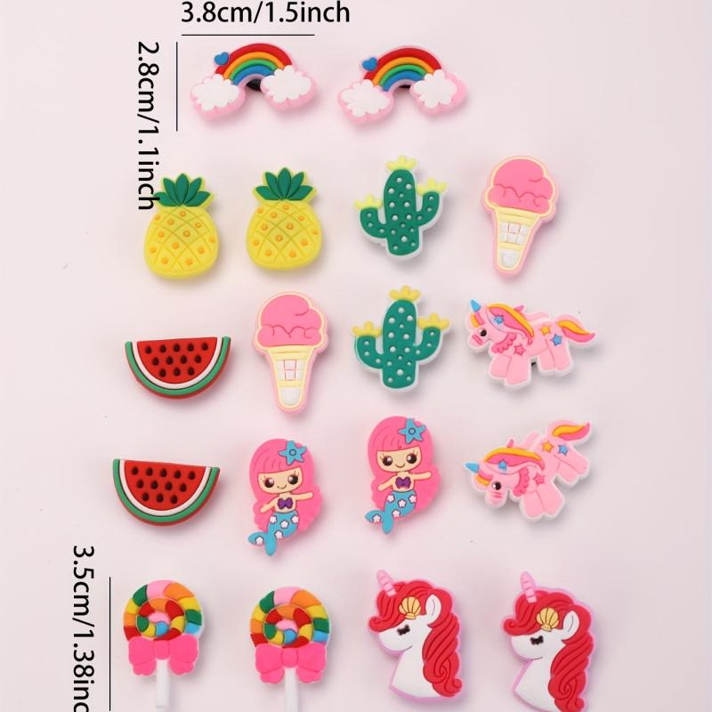 18PCS DIY Shoe Accessories Rainbow Unicorn Flower Shoe Charms Pack