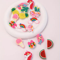 18PCS DIY Shoe Accessories Rainbow Unicorn Flower Shoe Charms Pack