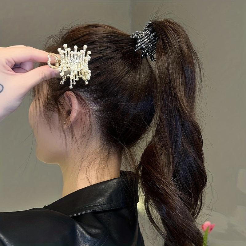 Crystal Hair Clips Rhinestone High Ponytail Crown Hair Pin