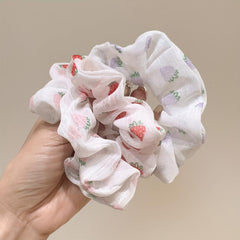 Strawberry Print Scrunchies Hair Tie Elastic Ponytail Holder Hair Accessories