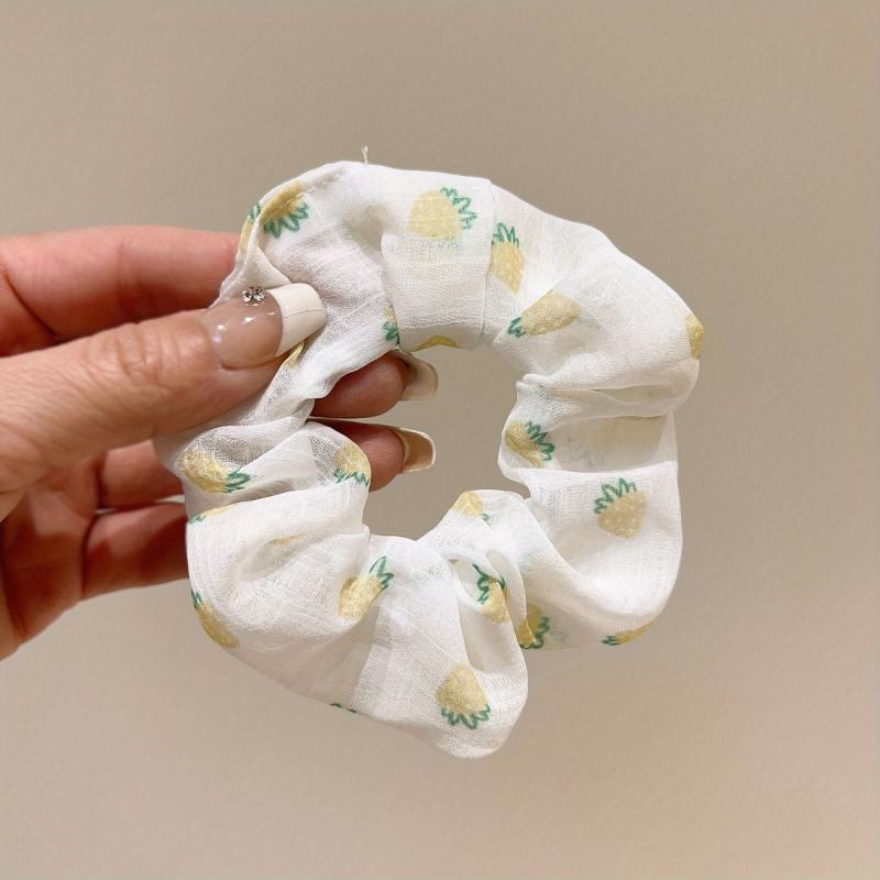 Strawberry Print Scrunchies Hair Tie Elastic Ponytail Holder Hair Accessories