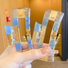 3pcs Plaid Transparent Large Hair Claw Hair Clip Set