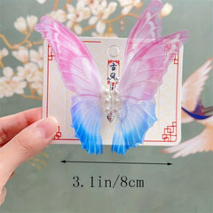 Butterfly Y2K Hair Clip Gradient Faux Pearl Duck Billed Clip Hair Accessory