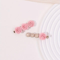 Pink Flower Hair Clip Sweet Duck Billed Clip For Bangs