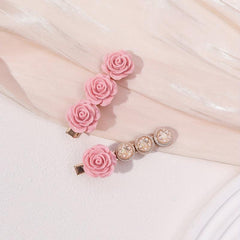 Pink Flower Hair Clip Sweet Duck Billed Clip For Bangs