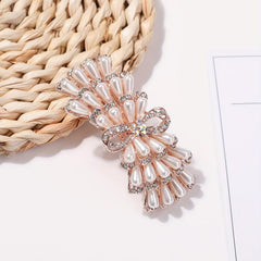 Faux Pearl Rhinestone Bow Hair Clip for Women Girls