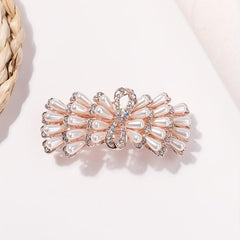 Faux Pearl Rhinestone Bow Hair Clip for Women Girls
