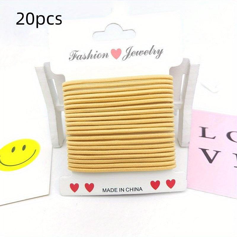 20pcs Solid Hair Tie Elastic Ponytail Holder Hair Accessories For Women Girls