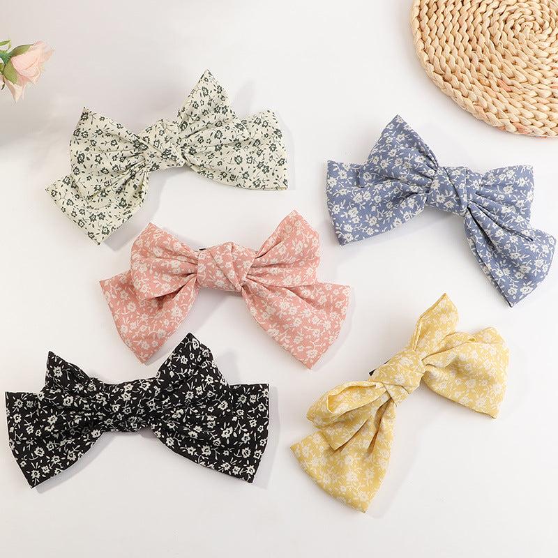 Floral Printed Large Bow Hair Clip Duck Billed Clip for Women Girls