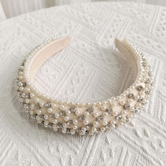 Baroque Faux Pearl Rhinestone Headband Glitter Hair Hoop