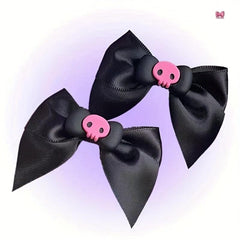 2 Pcs Skull Bow Hair Clip for Girls Women