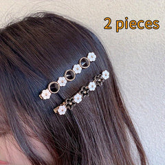 2pcs Sweet Flower Decor Duck Billed Hair Clip for Women Girls