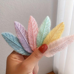 Macaroon Leaf Shaped Hair Clip Embroidered Leaves Decor Hair Clip