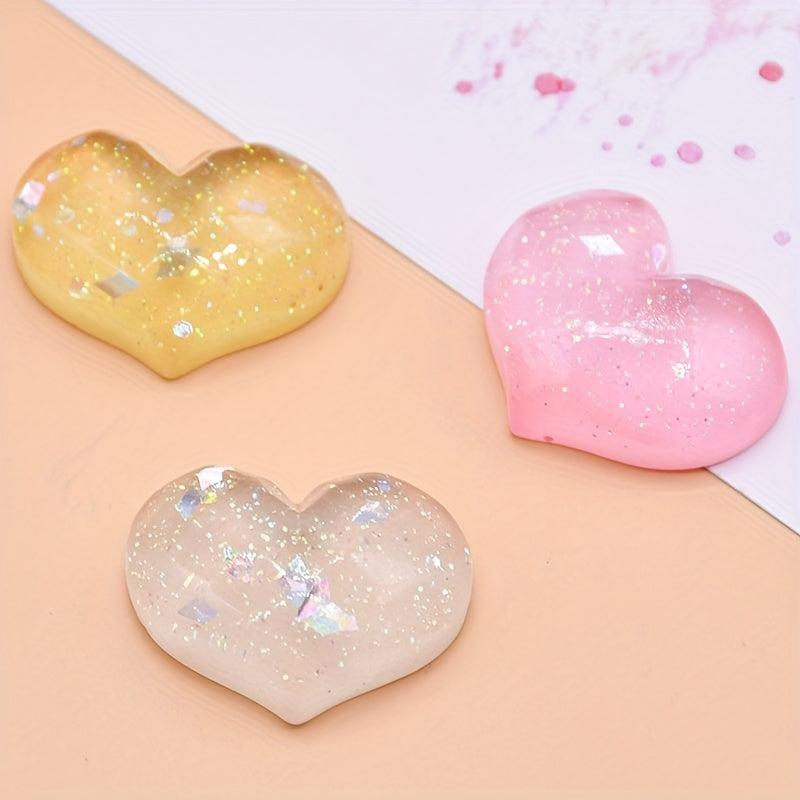 4pcs Glitter Heart Duck Billed Hair Clip Jelly Hair Clip for Girls