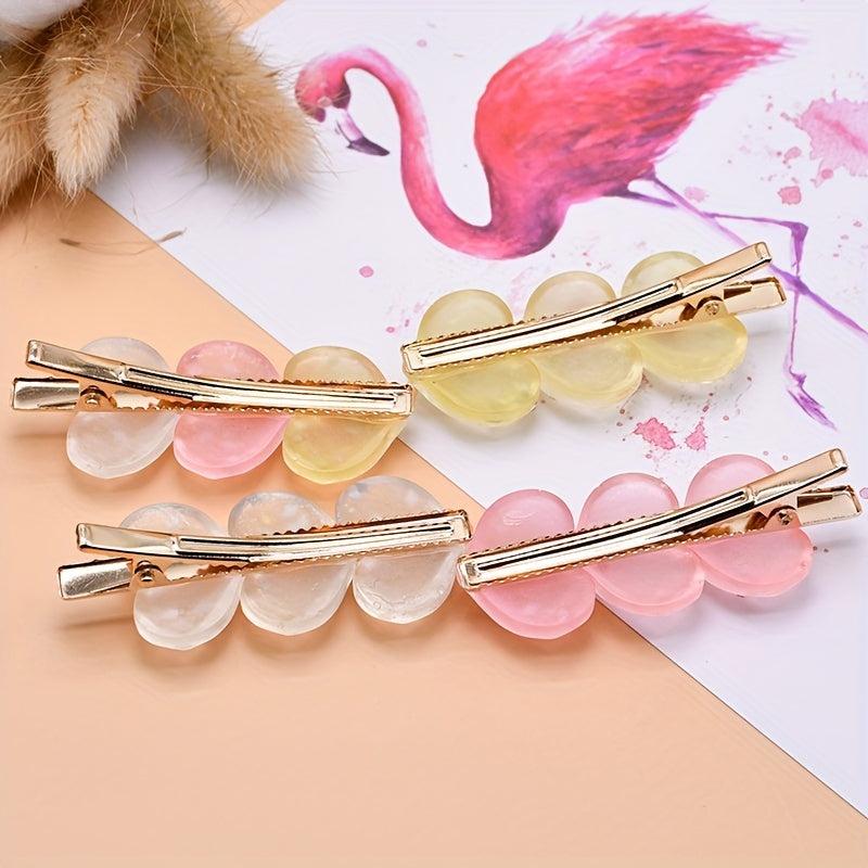 4pcs Glitter Heart Duck Billed Hair Clip Jelly Hair Clip for Girls