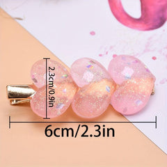 4pcs Glitter Heart Duck Billed Hair Clip Jelly Hair Clip for Girls