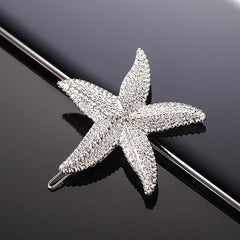 Ocean Series Rhinestone Starfish Hair Clip for Women Girls