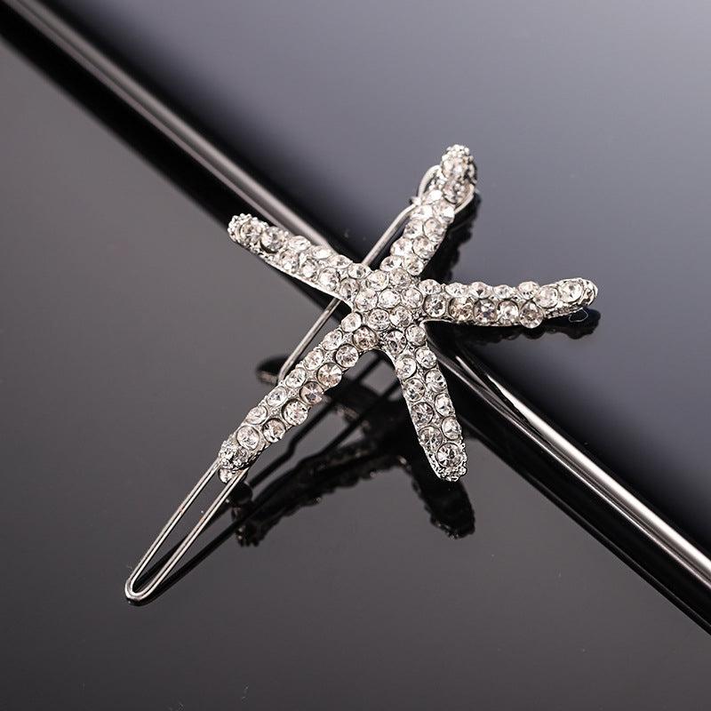 Ocean Series Rhinestone Starfish Hair Clip for Women Girls