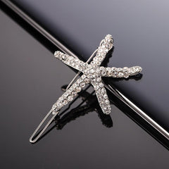 Ocean Series Rhinestone Starfish Hair Clip for Women Girls