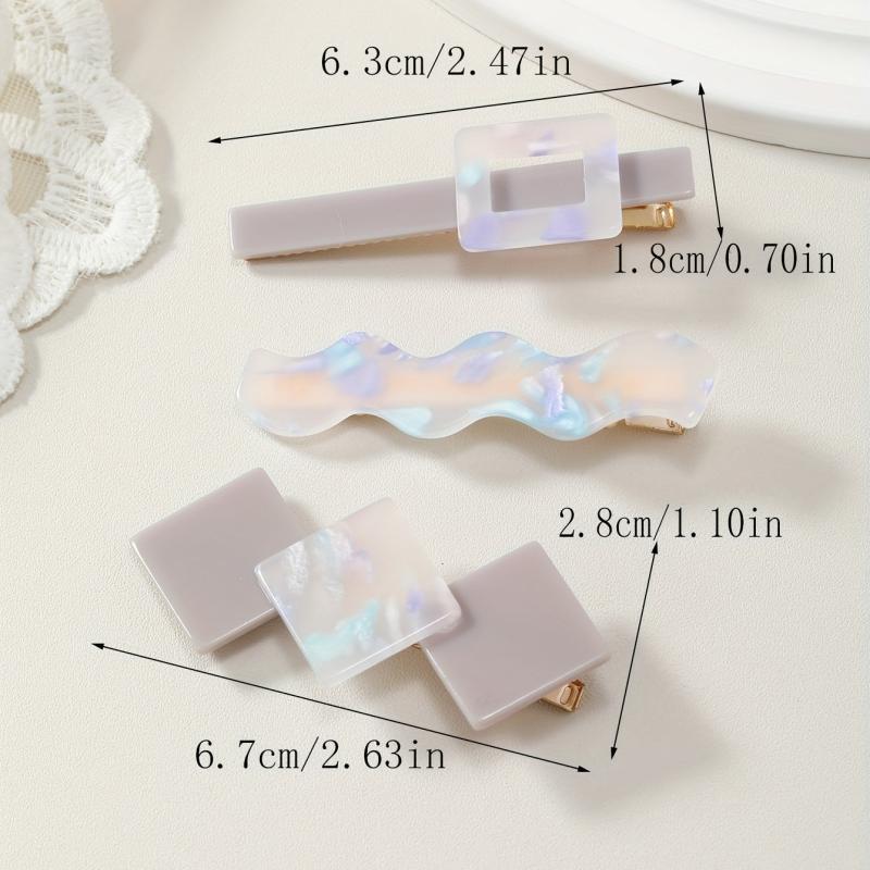3pcs Holographic Duck Billed Clip Geometric Hair Clip for Women Girls