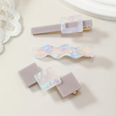3pcs Holographic Duck Billed Clip Geometric Hair Clip for Women Girls