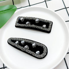 Rhinestone Solid Hair Clip Hair Accessories For Women 2pcs