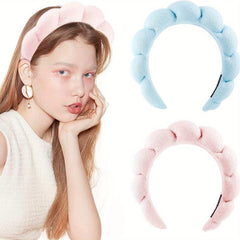 2pcs Spa Headband For Women Towel Cloth Headband Sponge Spa Headband