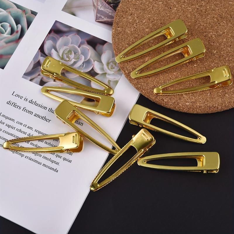 10pcs Golden Hair Clip Hollow Alloy Duck Billed Clip for Women Girls Hair