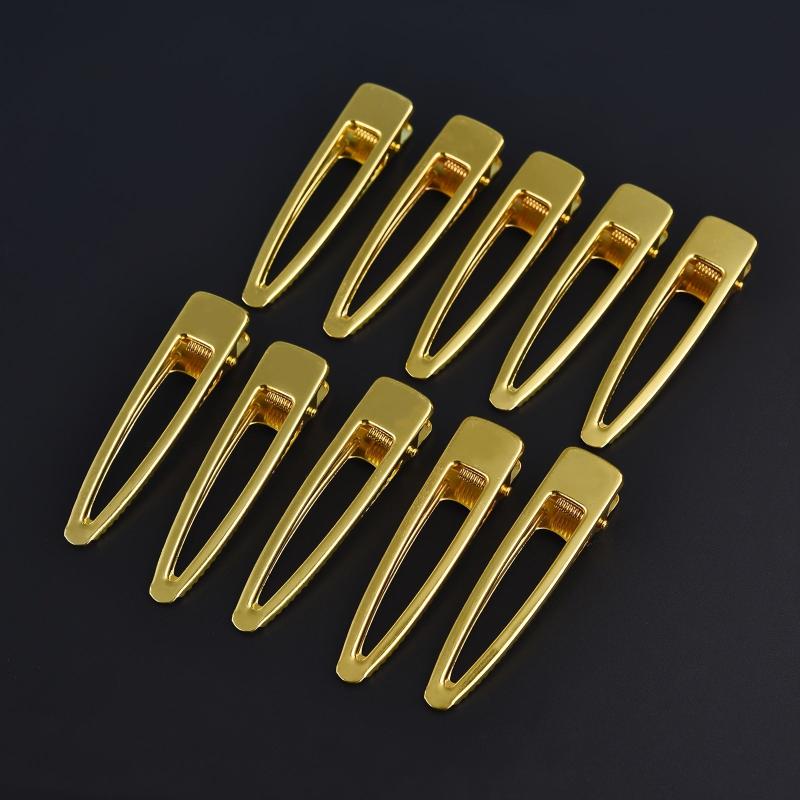 10pcs Golden Hair Clip Hollow Alloy Duck Billed Clip for Women Girls Hair