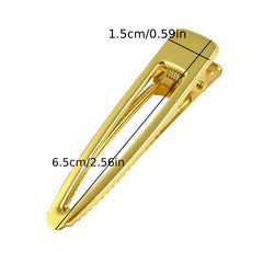 10pcs Golden Hair Clip Hollow Alloy Duck Billed Clip for Women Girls Hair