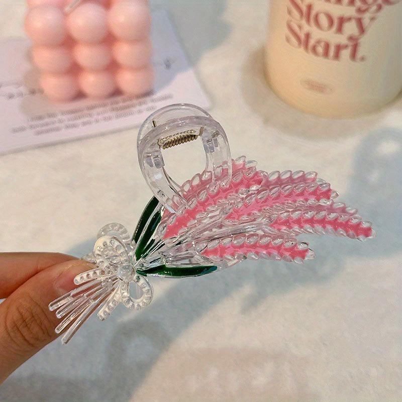 Colorful Wheat Ears Hair Claw Nonslip Shark Claw for Ponytail Bun Holder Women