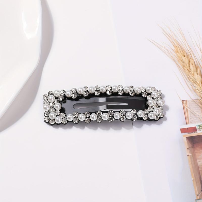 Alloy Hair Clip Faux Pearl Rhinestone Snap Clip Women Girls Hair Accessories