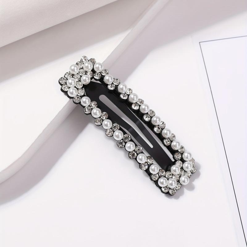 Alloy Hair Clip Faux Pearl Rhinestone Snap Clip Women Girls Hair Accessories