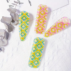 2pcs Checkered Pattern Hair Clip Duck Billed Clip