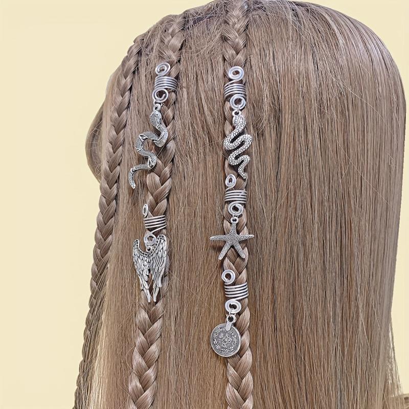 Metal Animal Tassel Hair Ring for Braids Women Girls Men
