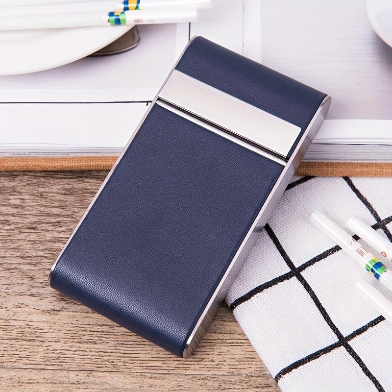 Women's Stainless Steel Cigarette Case with Leather Cover