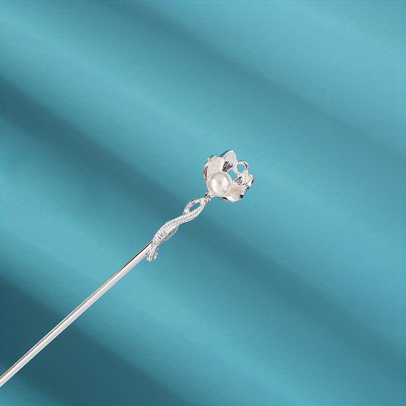 Ancient Style Butterfly Hairpin Faux Pearl Daily Golden Stick Chinese Style