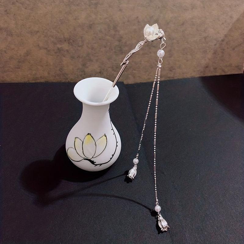 Ancient Style Butterfly Hairpin Faux Pearl Daily Golden Stick Chinese Style