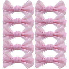 10 Pcs Mesh Bow Hair Clips For Women