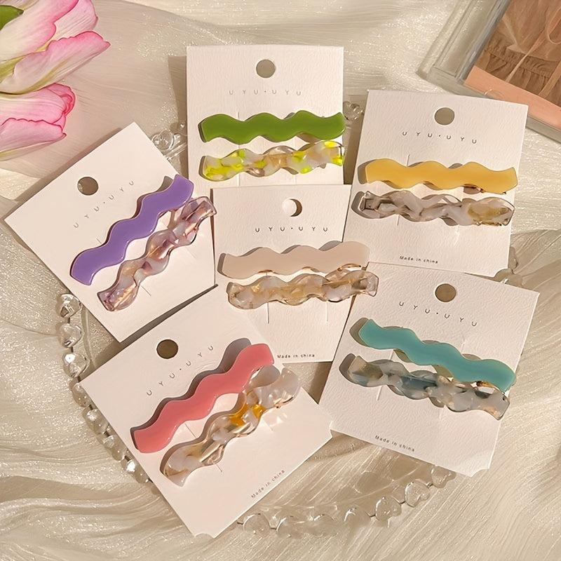 2pcs Sweet Colorful Hair Clips for Women Girls