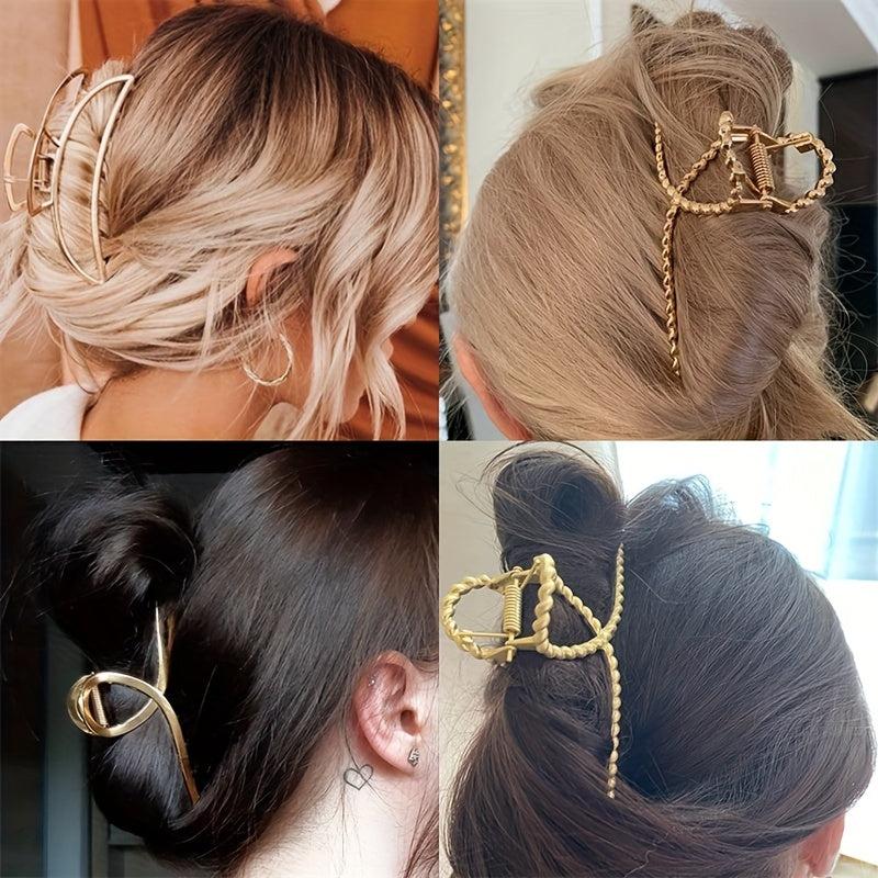 3pcs Golden Hair Claw Ponytail Holder Hair Accessories