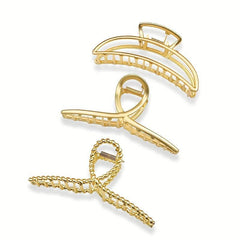 3pcs Golden Hair Claw Ponytail Holder Hair Accessories
