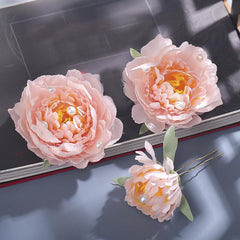 Faux Pearl & Flower Hair Pin U-Shaped Hair Bun Holder Bridal Wedding Accessory