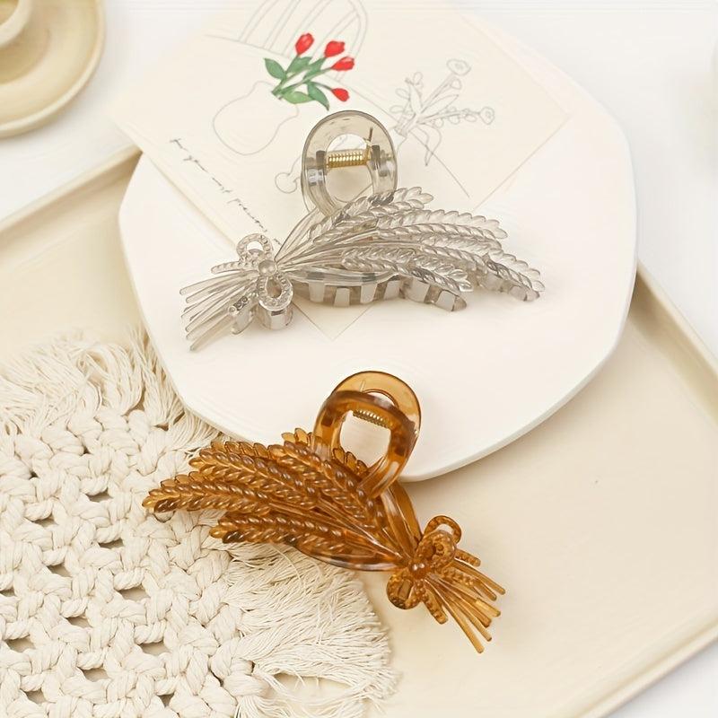 Wheat Ears Shaped Hair Claw Non-slip Ponytail Holder for Women Girls Hair
