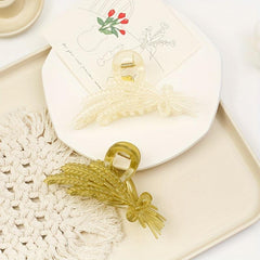 Wheat Ears Shaped Hair Claw Non-slip Ponytail Holder for Women Girls Hair