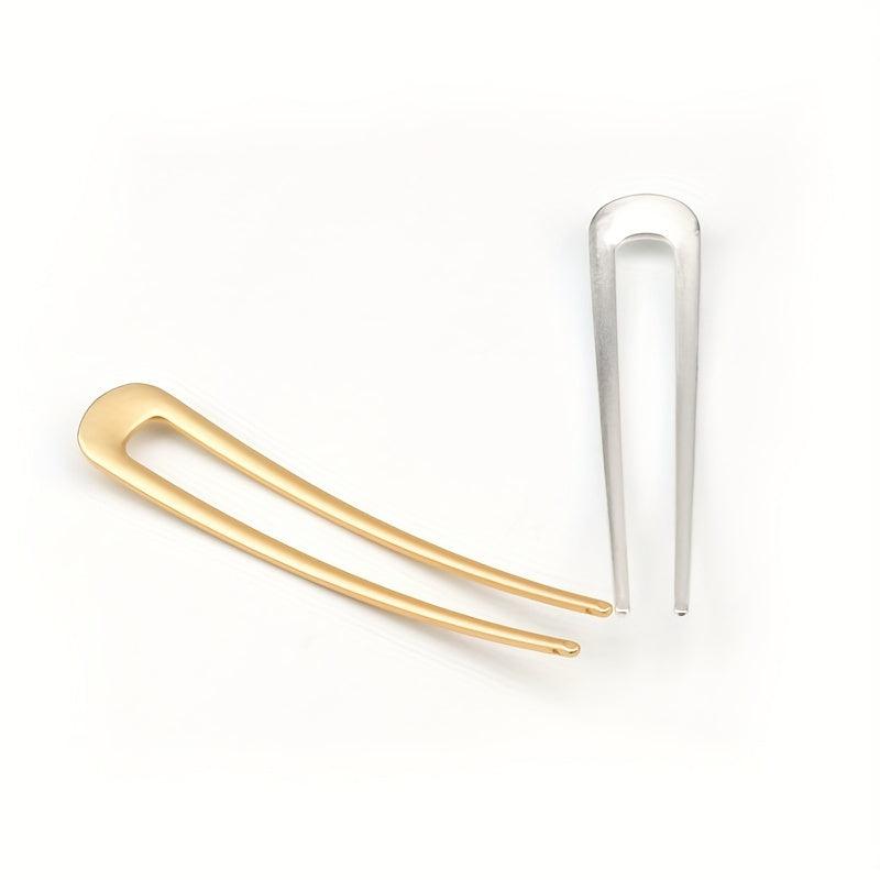 2pcs Alloy Hair Pin U Shaped Hair Fork Style Hair Clip For Women Girls Hair Clip