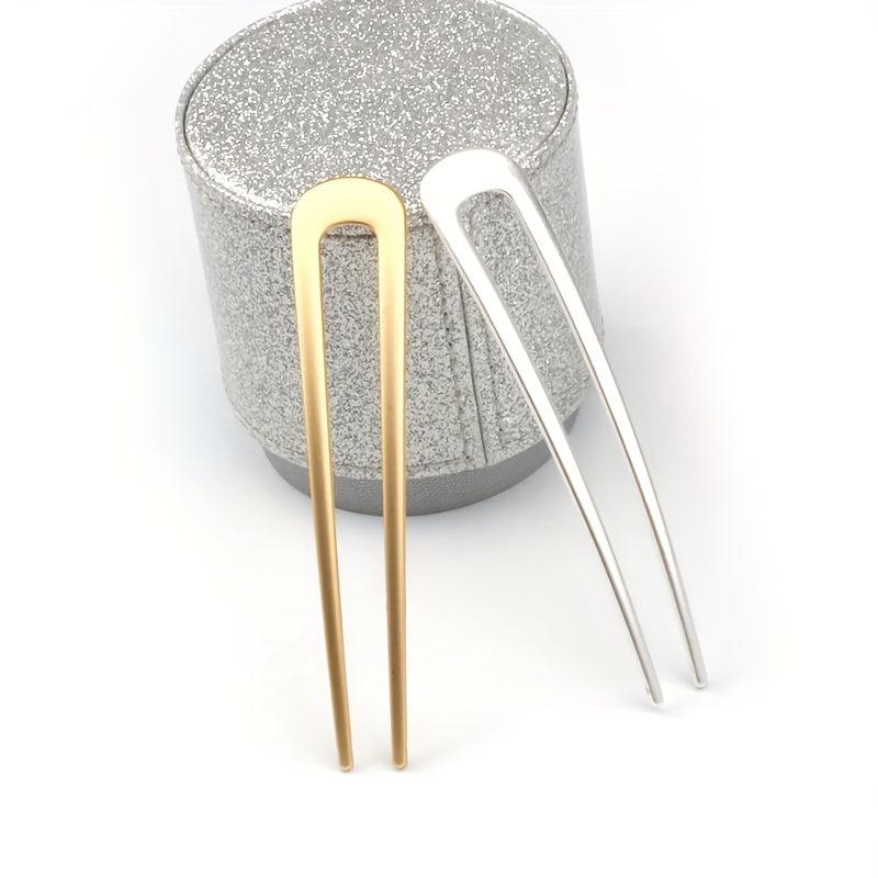 2pcs Alloy Hair Pin U Shaped Hair Fork Style Hair Clip For Women Girls Hair Clip
