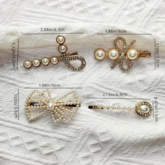 Faux Pearl Bow Hairpin Hollow Bowknot Hair Pin Alloy Hair Clip