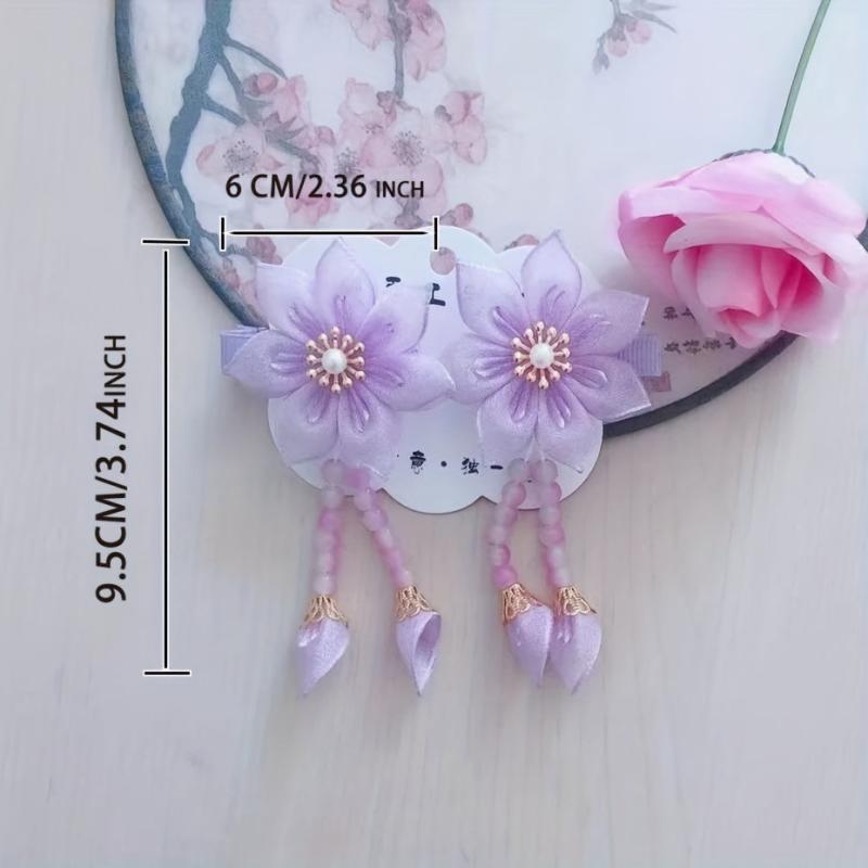 Chinese Style Flower Hair Clip Pendant Non-slip French Barrette