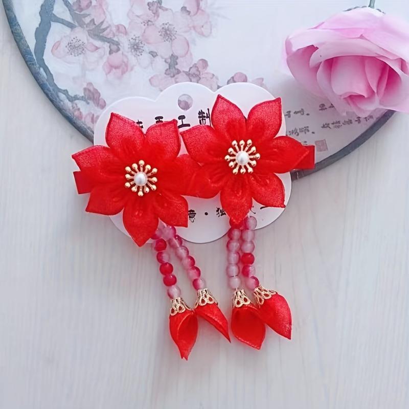 Chinese Style Flower Hair Clip Pendant Non-slip French Barrette